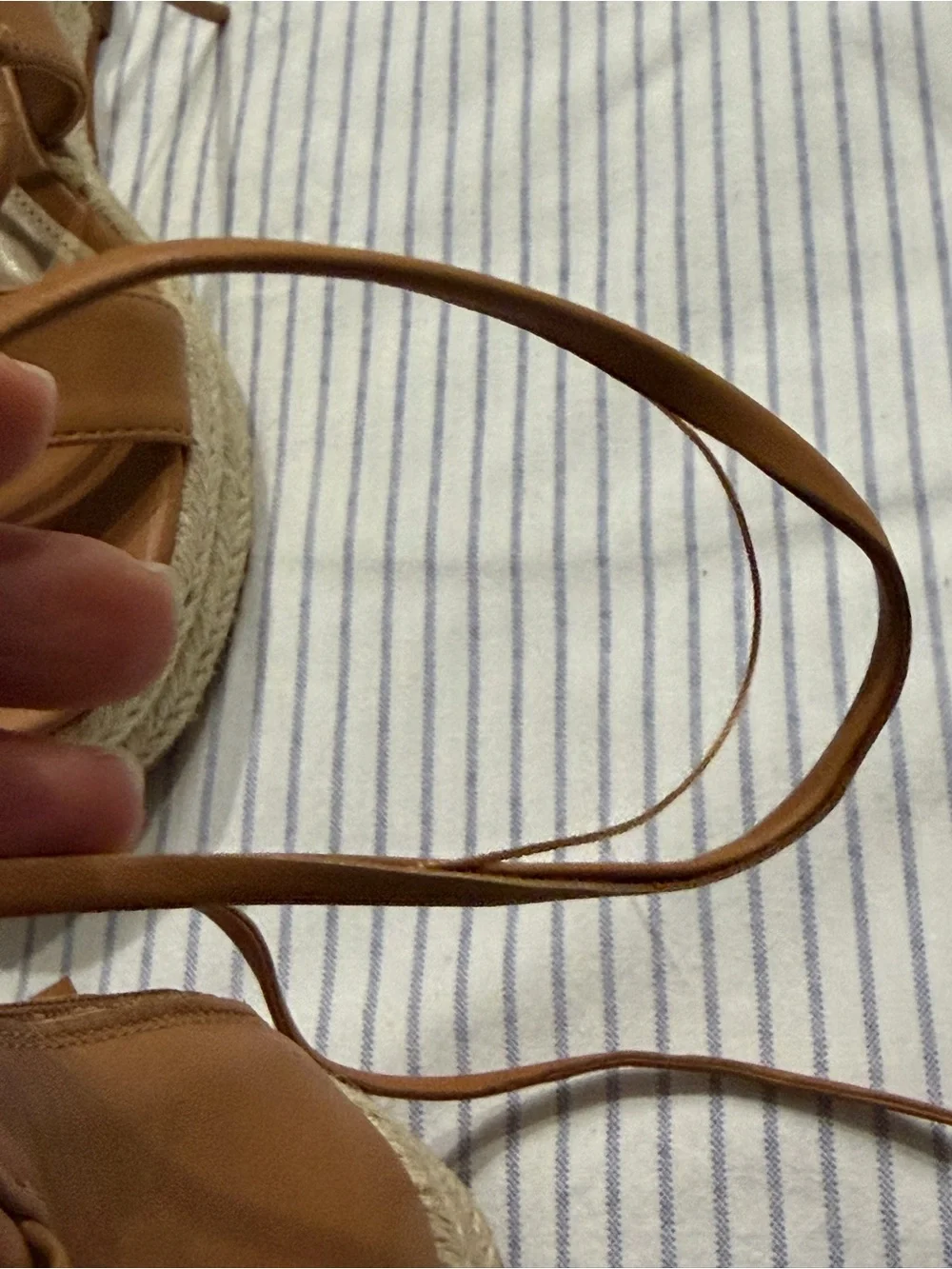 Vince Camuto Tan Lace-Up Espadrille Wedge Sandals